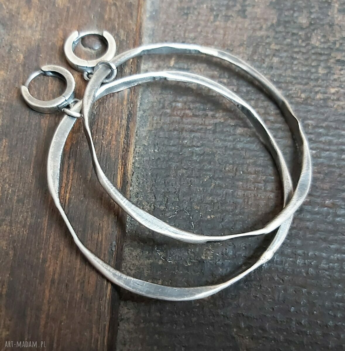 Kolczyki koła młotkowane handmade