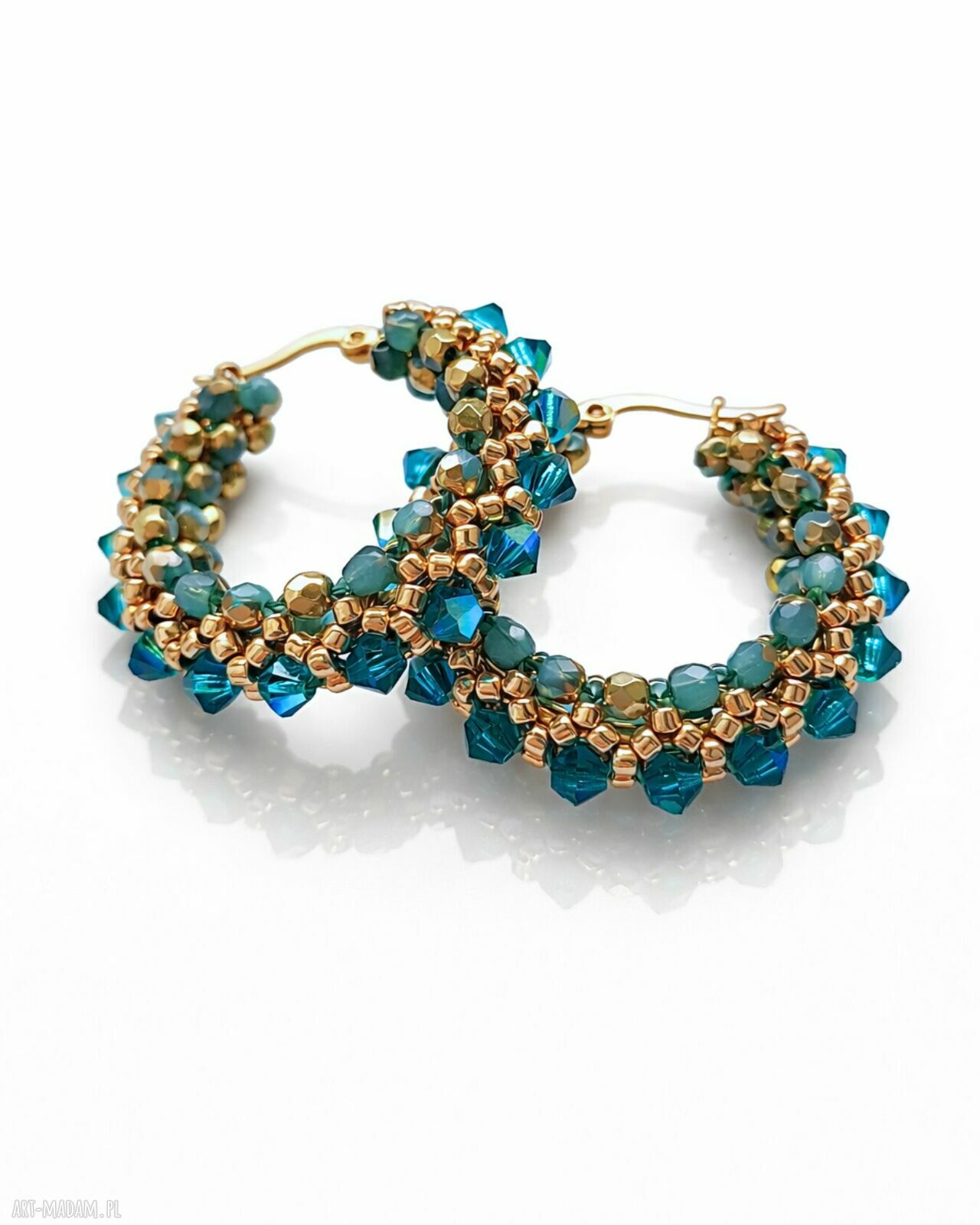 Turkusowe kolczyki koła z kryształów Preciosa AURA Blue Zircon