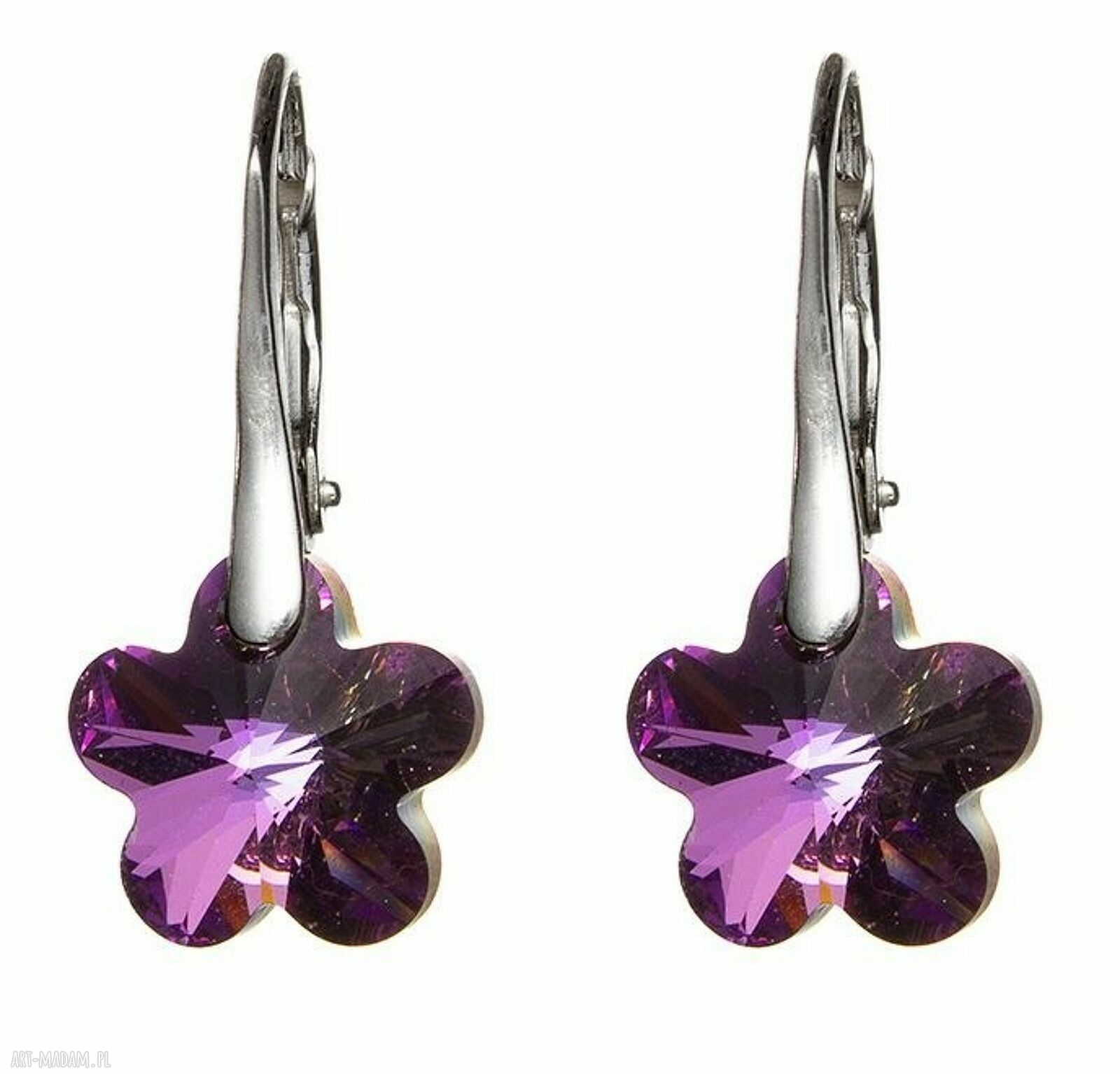 Kolczyki kwiatuszki srebro 925 flower vitrail light crystal