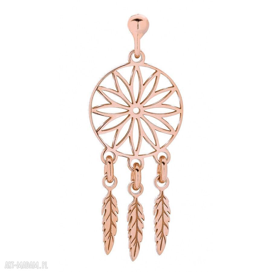 kolczyki: KOLCZYKI ŁAPACZE SNÓW Z RÓŻOWEGO ZŁOTA Ręcznie zrobione