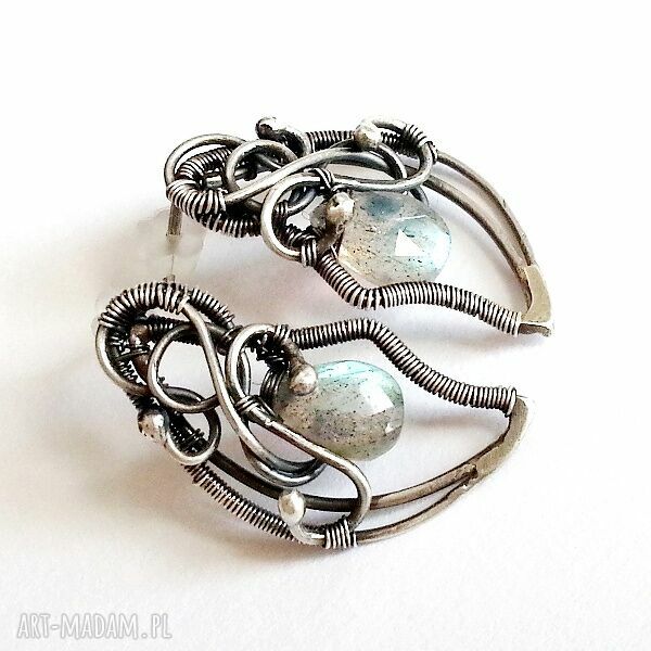 Kolczyki mgliste bajkowe sztyfty labradoryt eleganckie delikatne