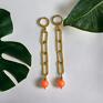 hand made kolczyki swarovski pearls: neon orange