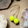 handmade kolczyki swarovski pearls: neon yellow