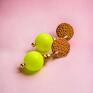 handmade kolczyki swarovski pearls: neon yellow