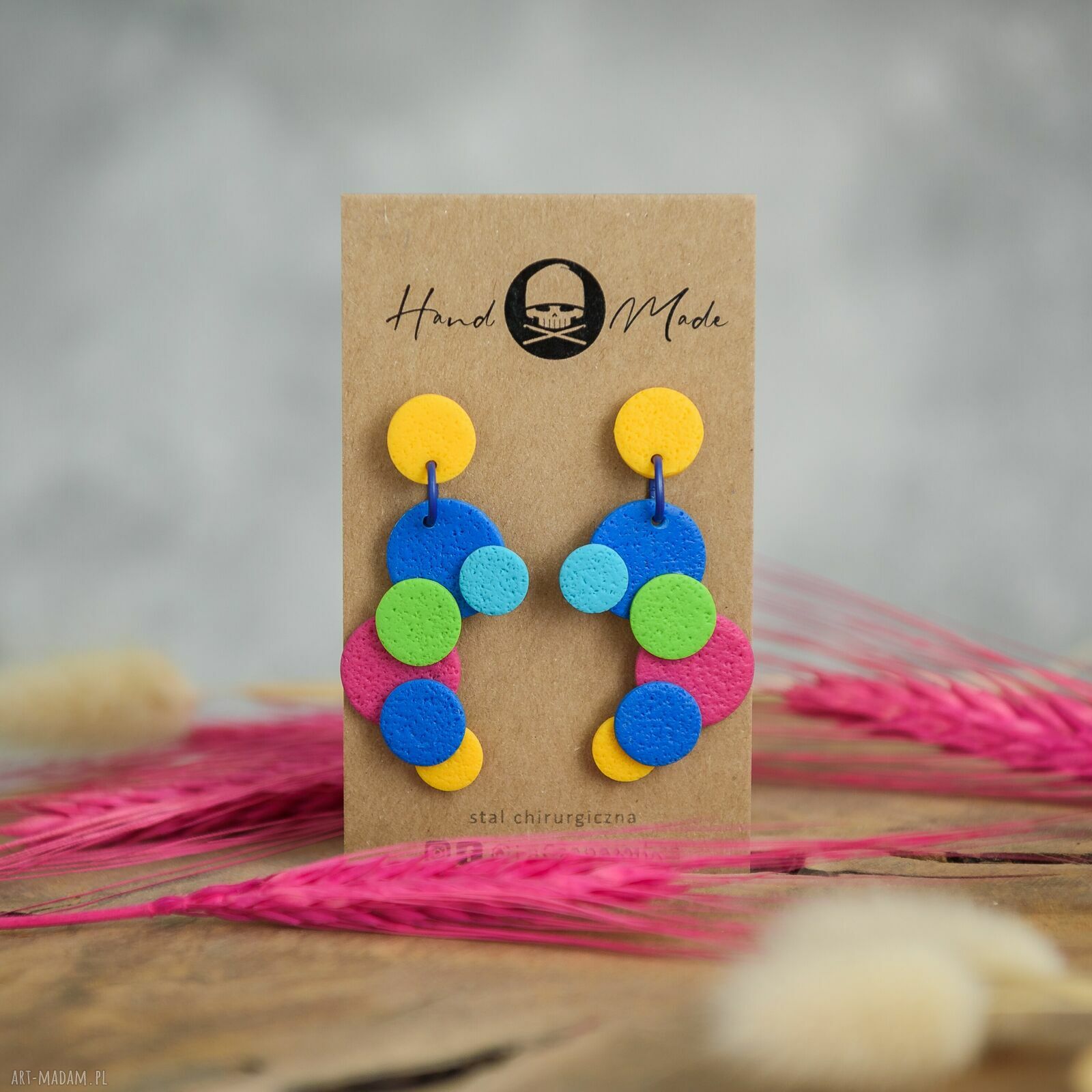 Kolorowe długie kolczyki Natalie handmade