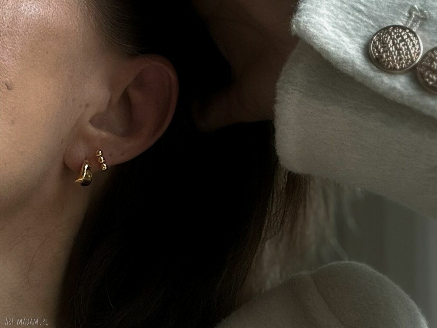 kolczyki: Kolczyki nieregularne półkola z różowego złota Ręcznie robione