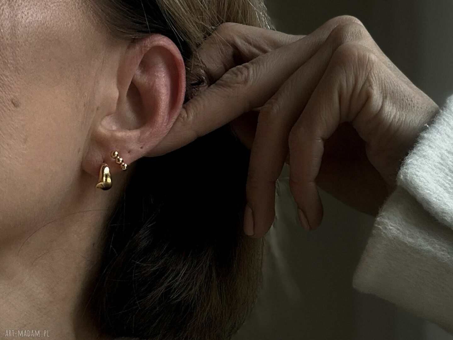 kolczyki: Kolczyki nieregularne półkola z różowego złota Ręcznie robione