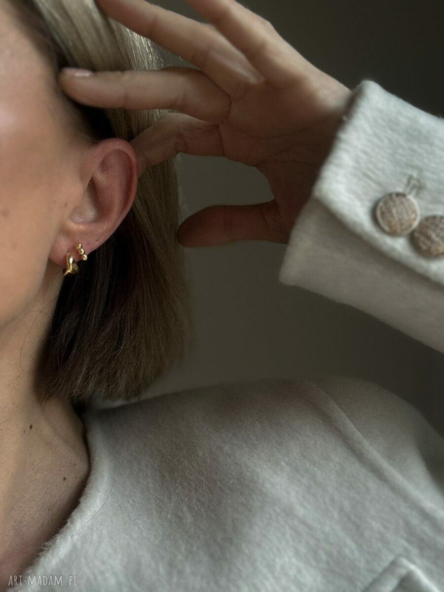 kolczyki: Kolczyki nieregularne półkola z różowego złota Ręcznie robione