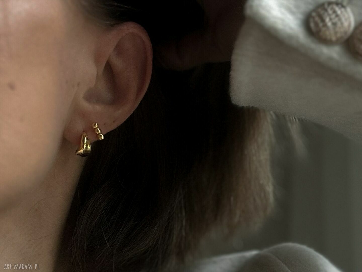 kolczyki: Kolczyki nieregularne półkola z różowego złota Ręcznie robione