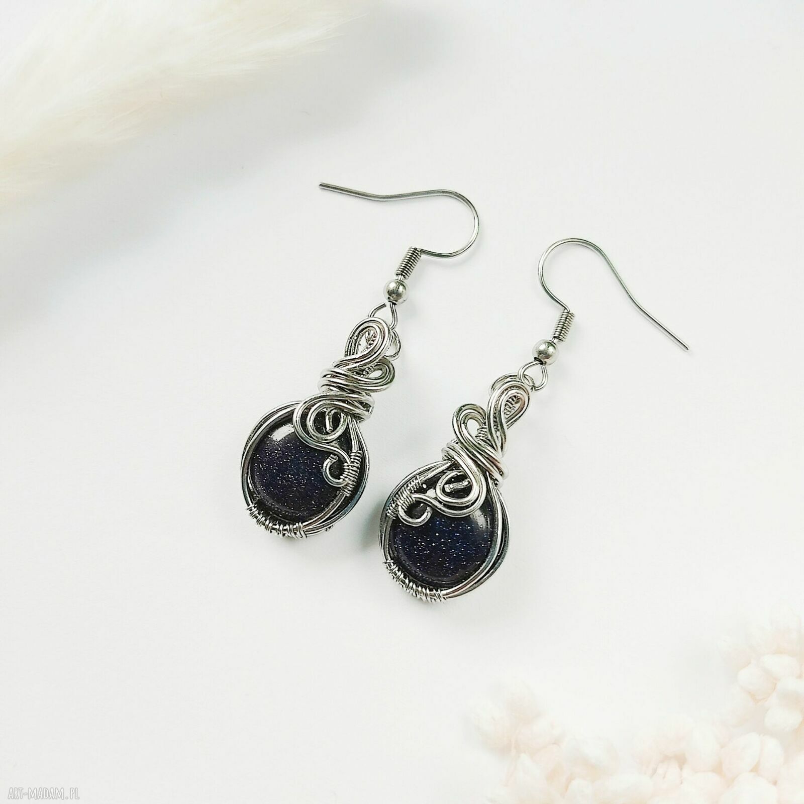 Kolczyki Noc Kairu ze stali chirurgicznej - wirewrapping