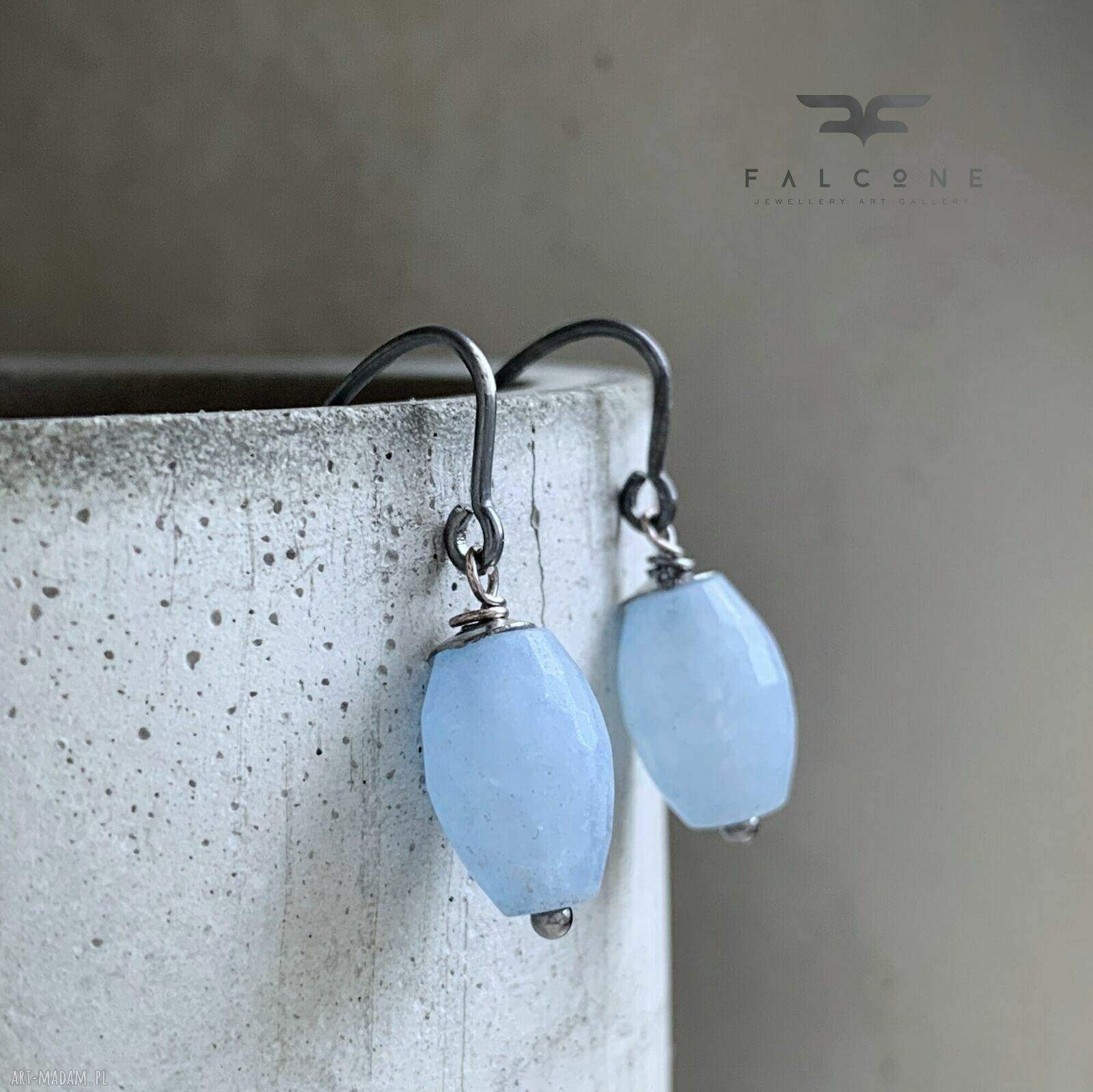 Kolczyki Pastel Blue z kwarcem błękitnym i srebrem 925 na biglach