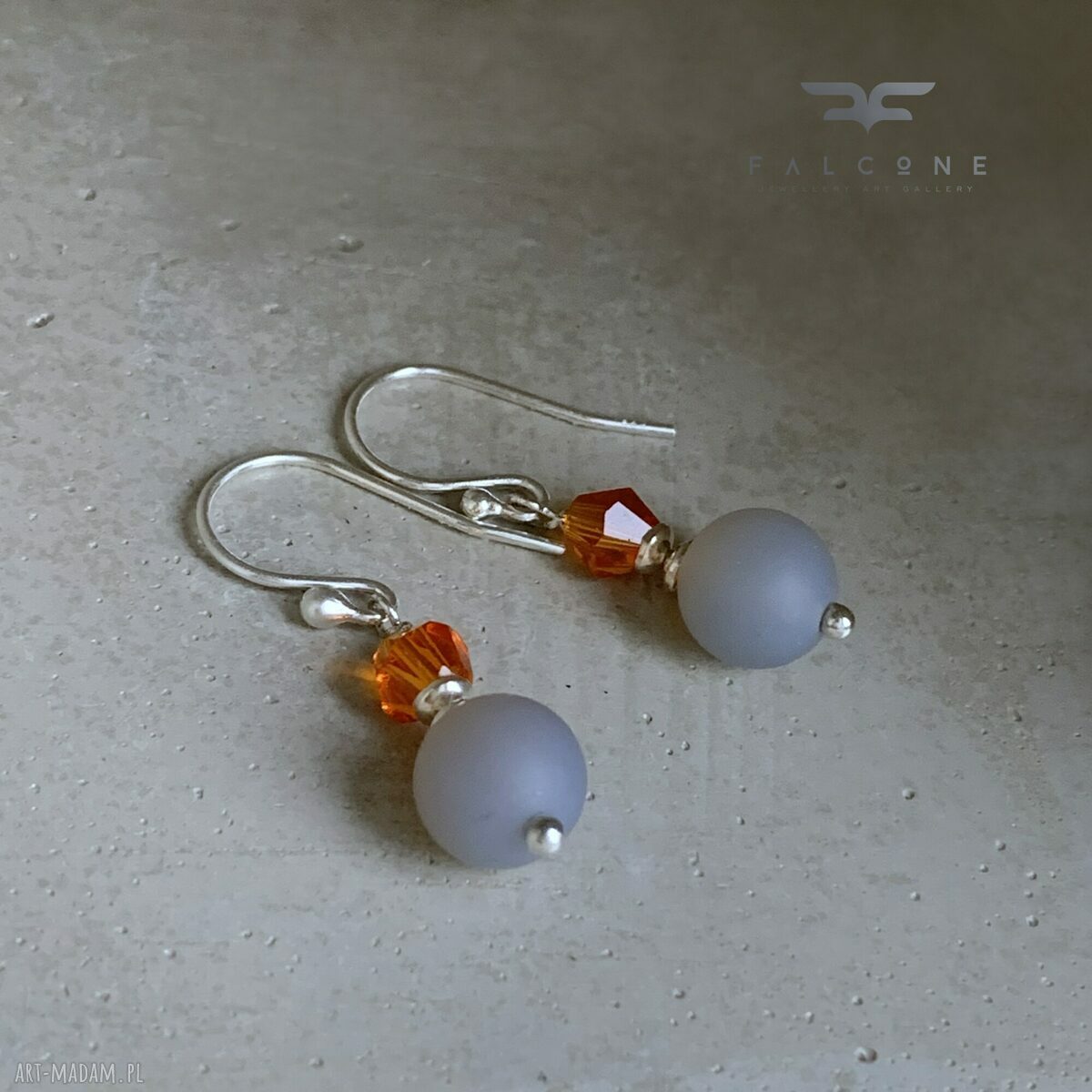 Kolczyki Pigeons & Orange z agatu i Swarovski w srebrze 925