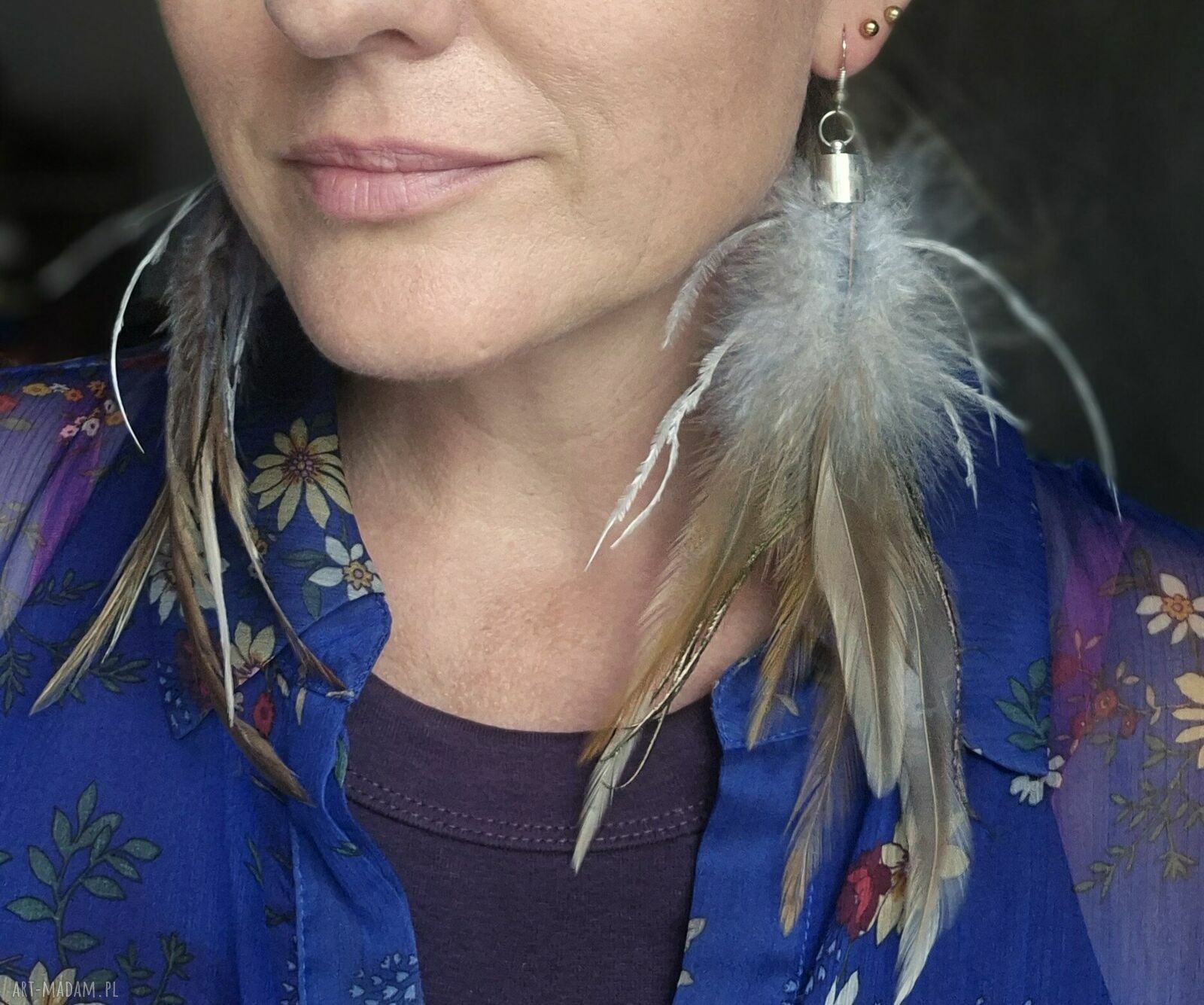 Lekkie kolczyki pióra handmade w stylu boho