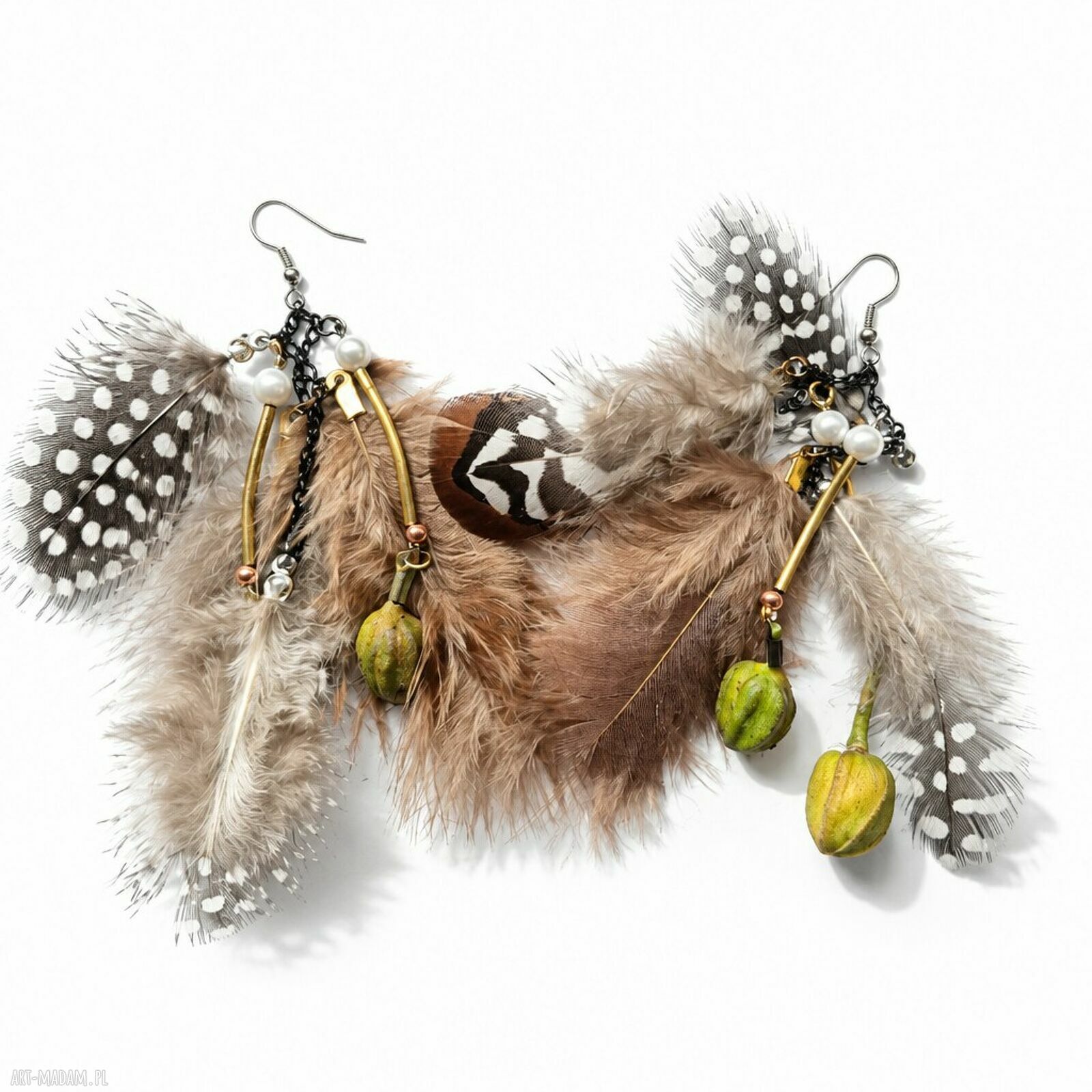 Lekkie kolczyki pióra handmade w stylu boho