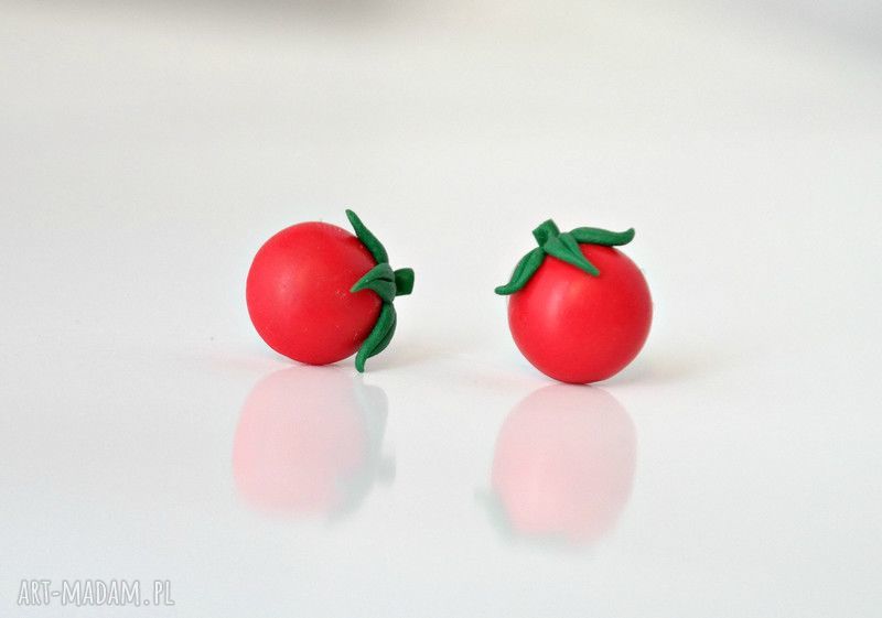 Kolczyki Pomidorki Koktajlowe z modeliny Fimo - antyalergiczne