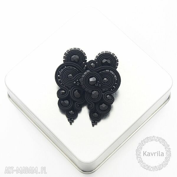 Kolczyki reniro black soutache wieczorowe rękodzieło wykonane