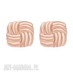 kolczyki retro kwadraty z różowego złota sotho