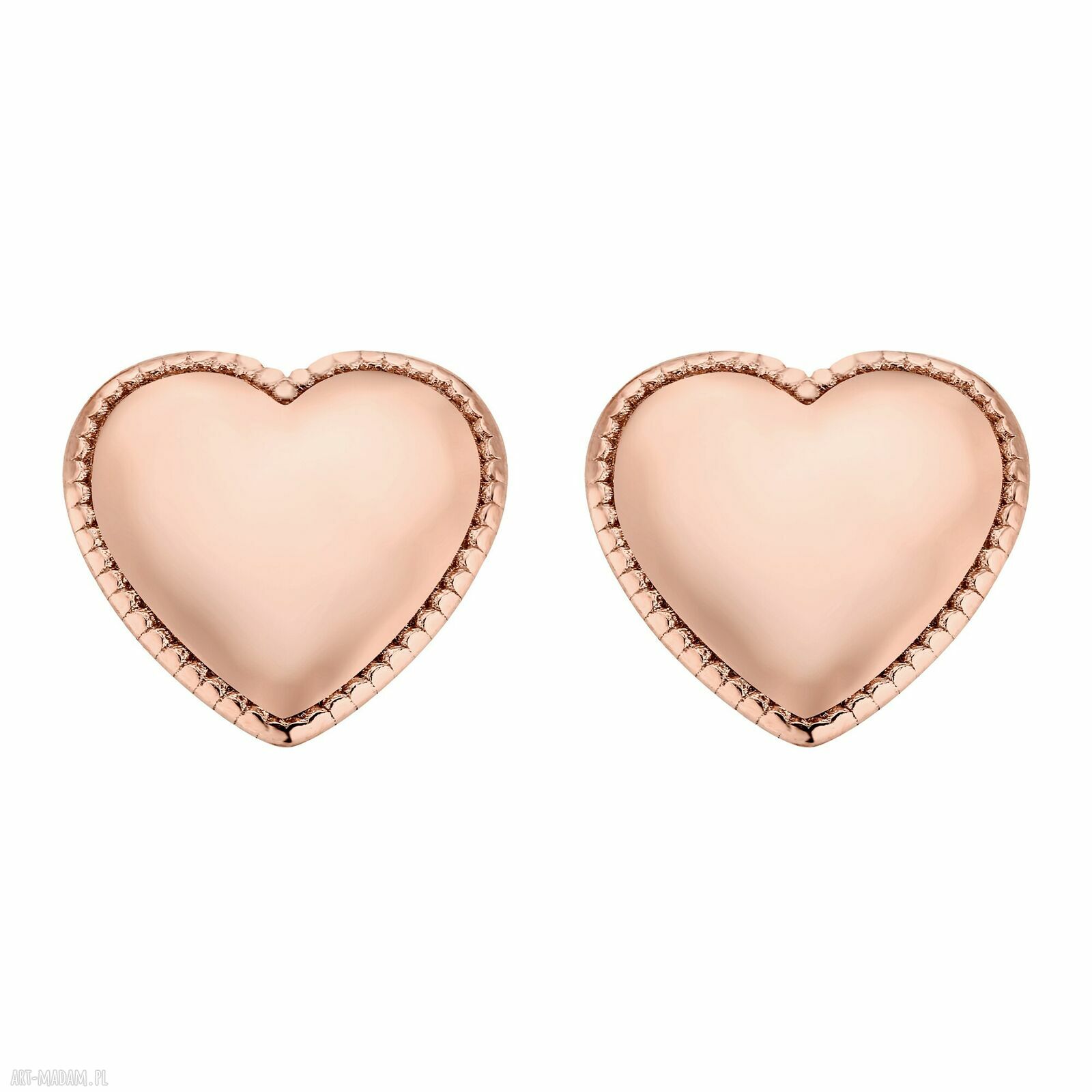 Kolczyki serca różowego złocenia sercami serduszkami