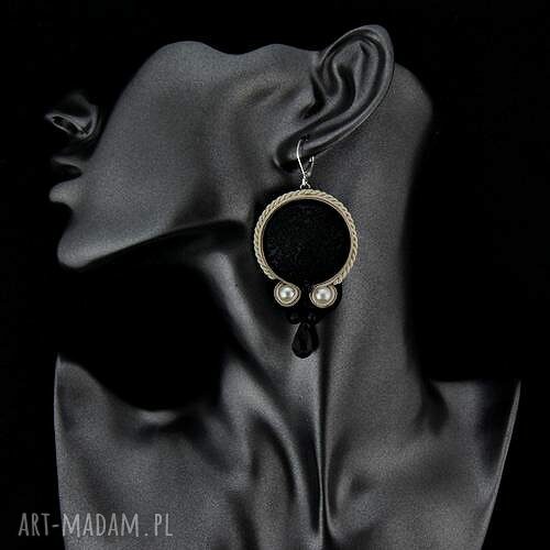 Kolczyki soutache black&cream handmade
