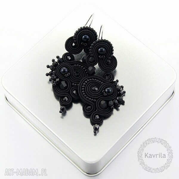Kolczyki soutache black pure stylowe wykonane techniką ręcznego