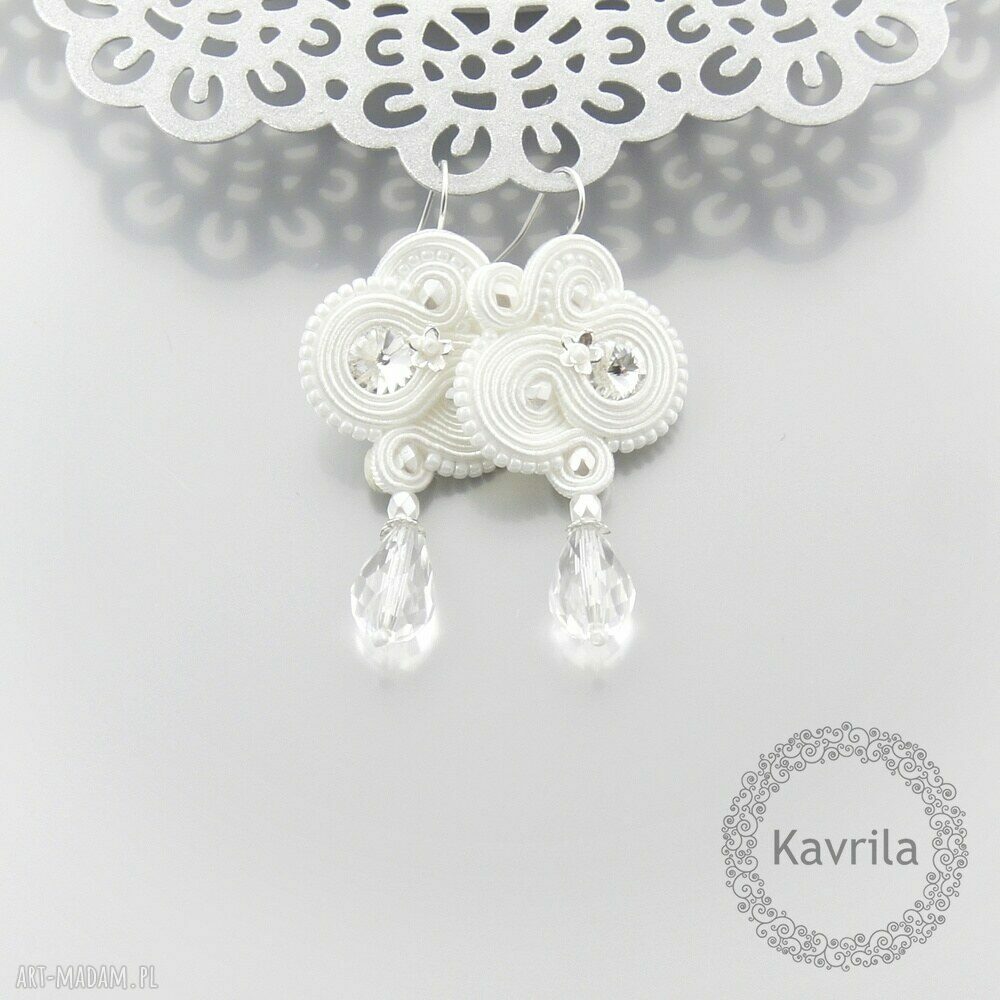kolczyki soutache crystal bridal hand made