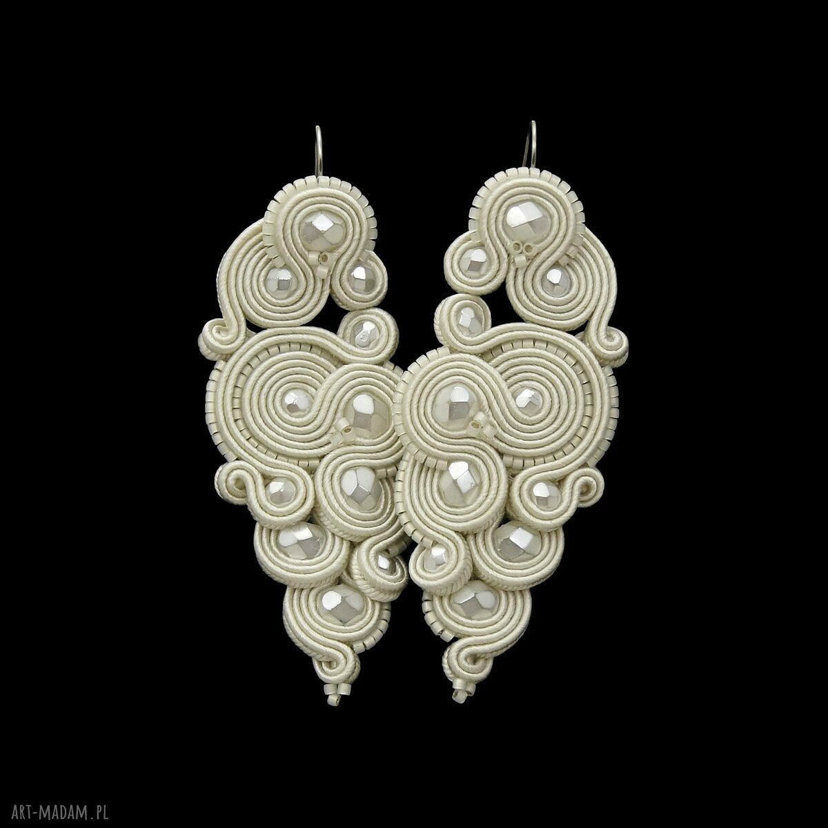 kolczyki soutache denire pearl hand made