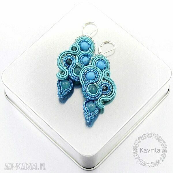 Kolczyki soutache edire dark turqouise stylowe wykonane techniką