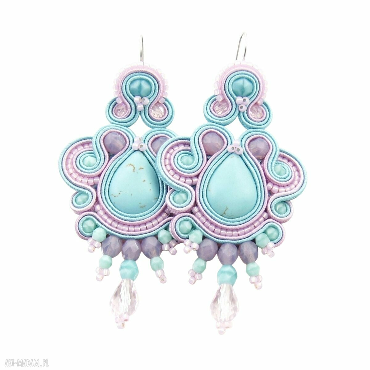 kolczyki soutache exite turqouise Hand Made