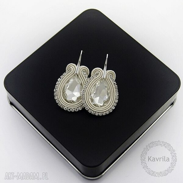 Kolczyki soutache female crystal cyrkonie ślubne wykonane