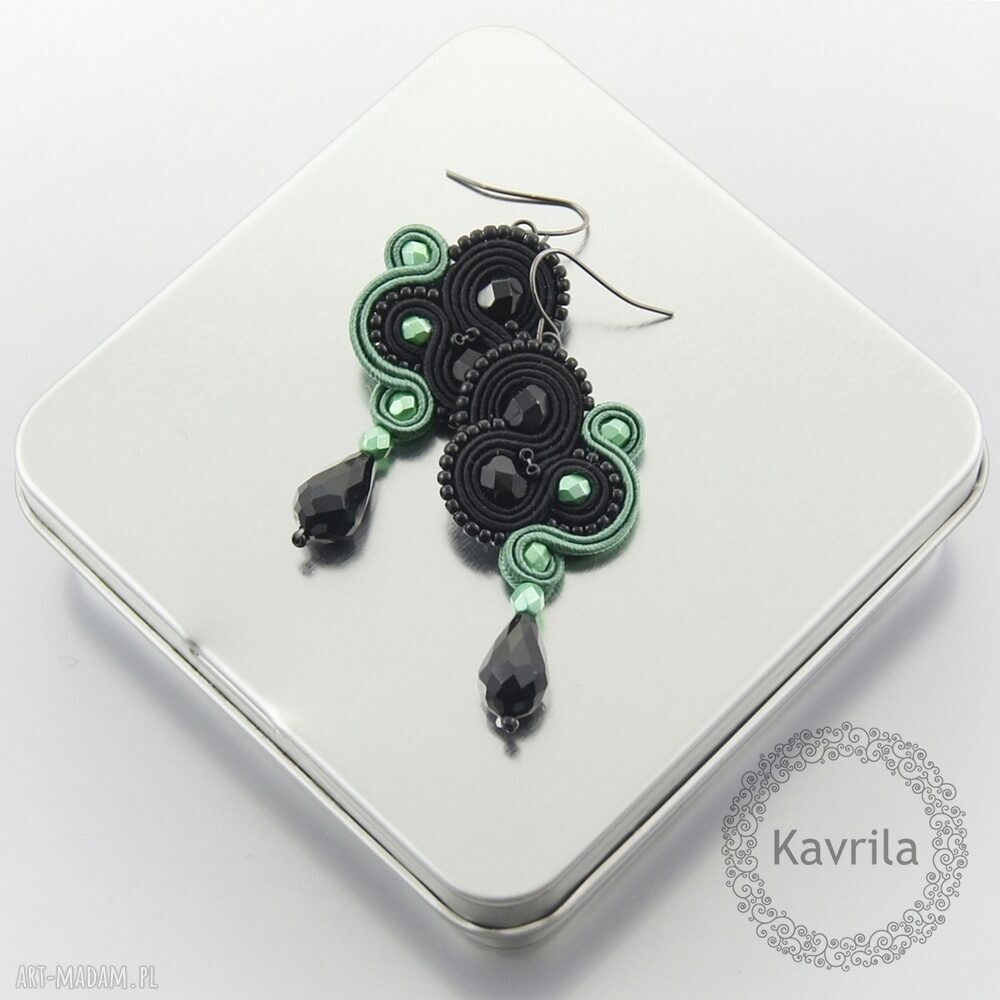 Kolczyki soutache inspire green klasyczne wykonane techniką
