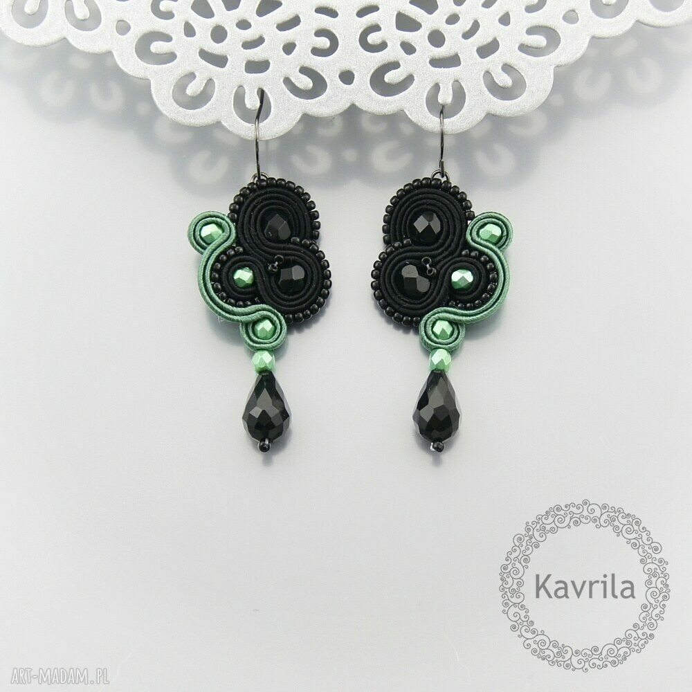 kolczyki soutache inspire green ręcznie wykonane