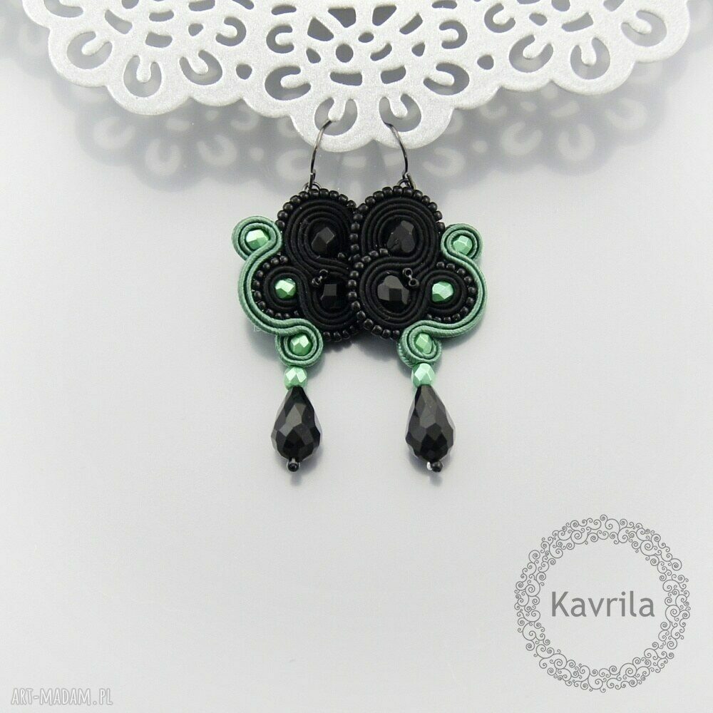 kolczyki soutache inspire green ręcznie wykonane