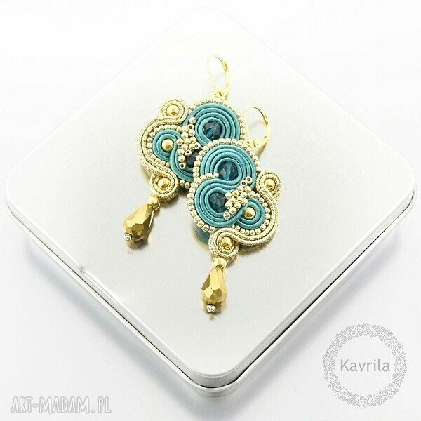 Kolczyki soutache inspire turqouise klasyczne letnie wykonane