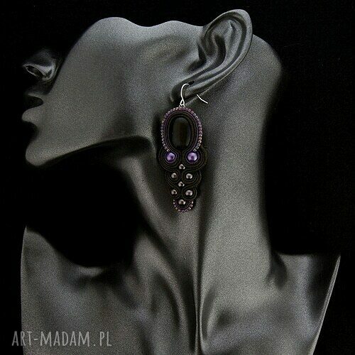 Kolczyki soutache kocie brązowe handmade