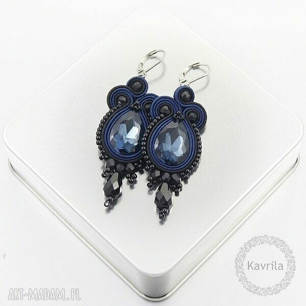Kolczyki soutache lacira sapphire stylowe wykonane techniką