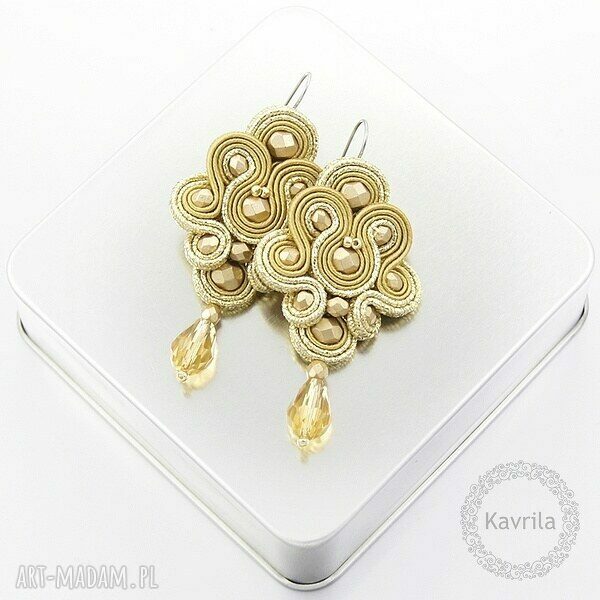 Kolczyki soutache lagolia dark beige sutasz stylowe hafty