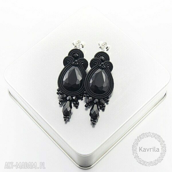 Kolczyki soutache licira black wieczorowe stylowe wykonane
