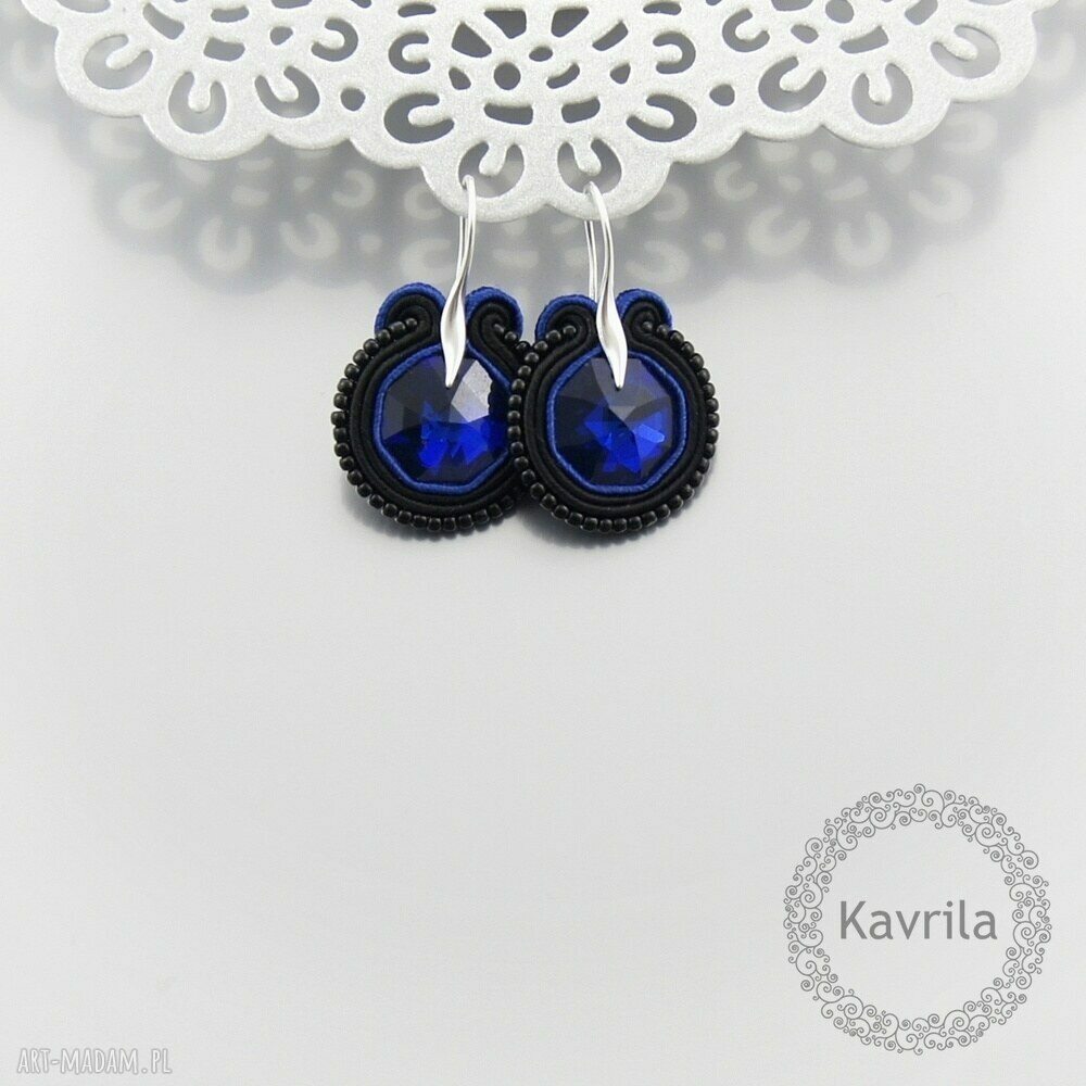 kolczyki soutache little dark sapphire Hand Made