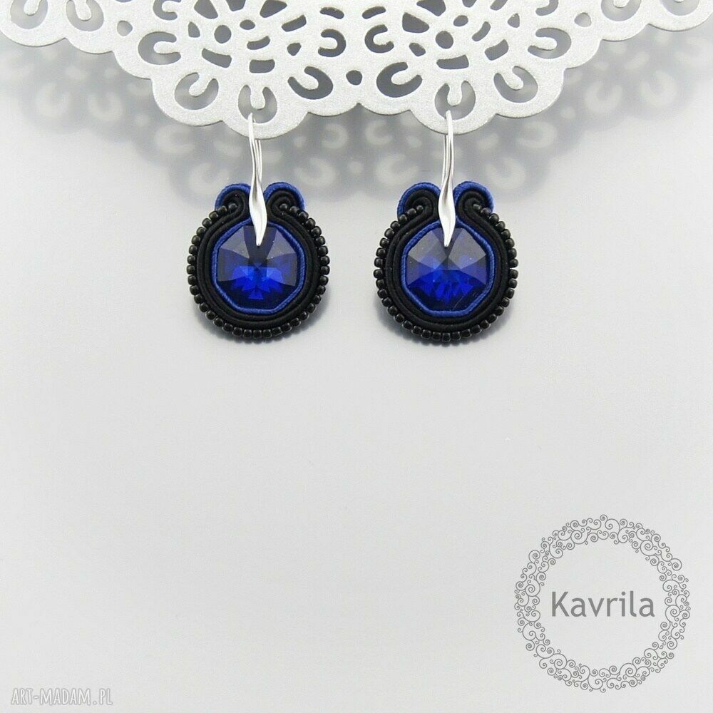 kolczyki soutache little dark sapphire Hand Made