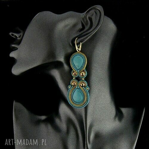 Kolczyki soutache long turquoise Hand Made