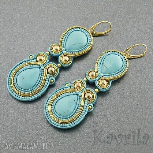 Kolczyki soutache long turquoise Hand Made