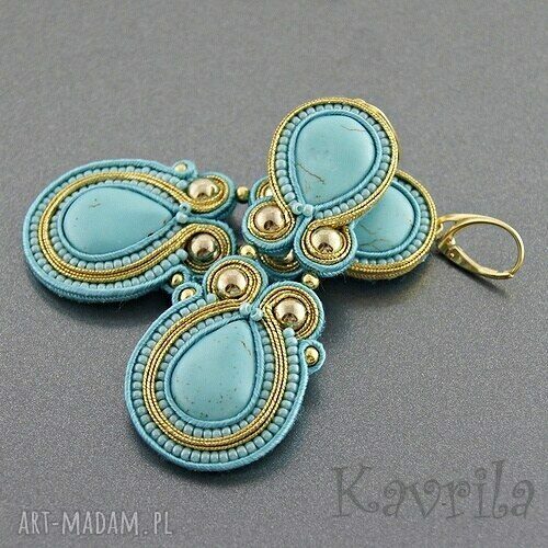 Kolczyki soutache long turquoise Hand Made