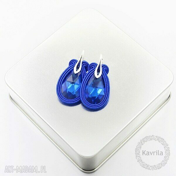 Kolczyki soutache medium cobalt stylowe wykonane techniką