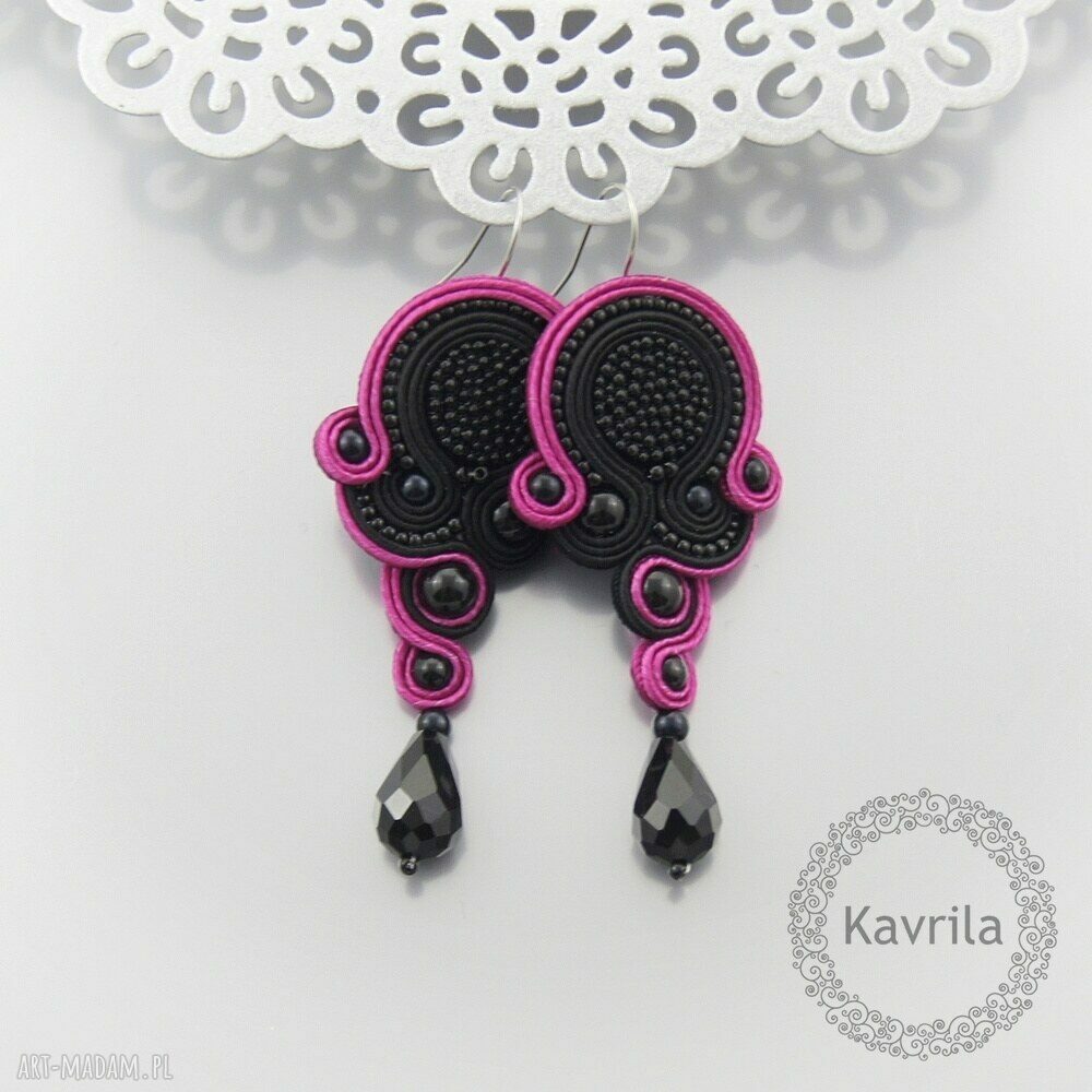 kolczyki soutache passion pink Ręcznie zrobione