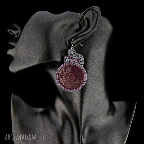 Kolczyki soutache pink vintage Hand Made