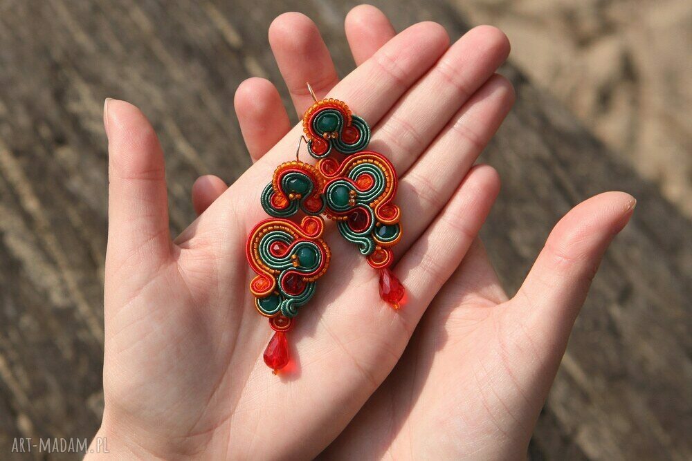 kolczyki soutache renire spring hand made