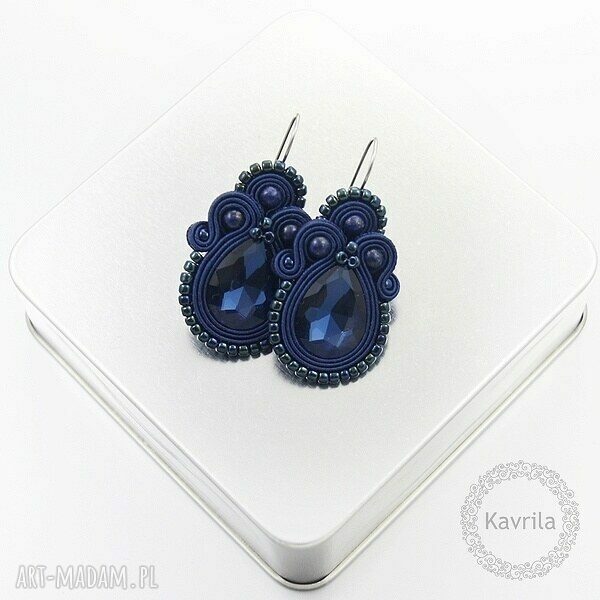 Kolczyki soutache sylito sapphire stylowe wieczorowe wykonane