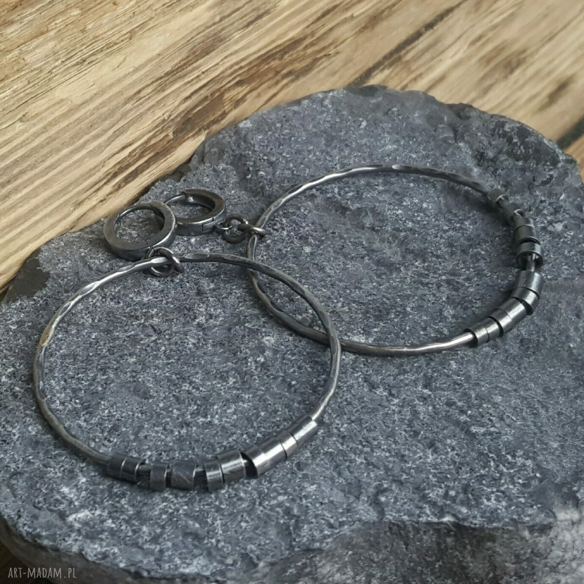 Kolczyki srebrne duże koła HandMade