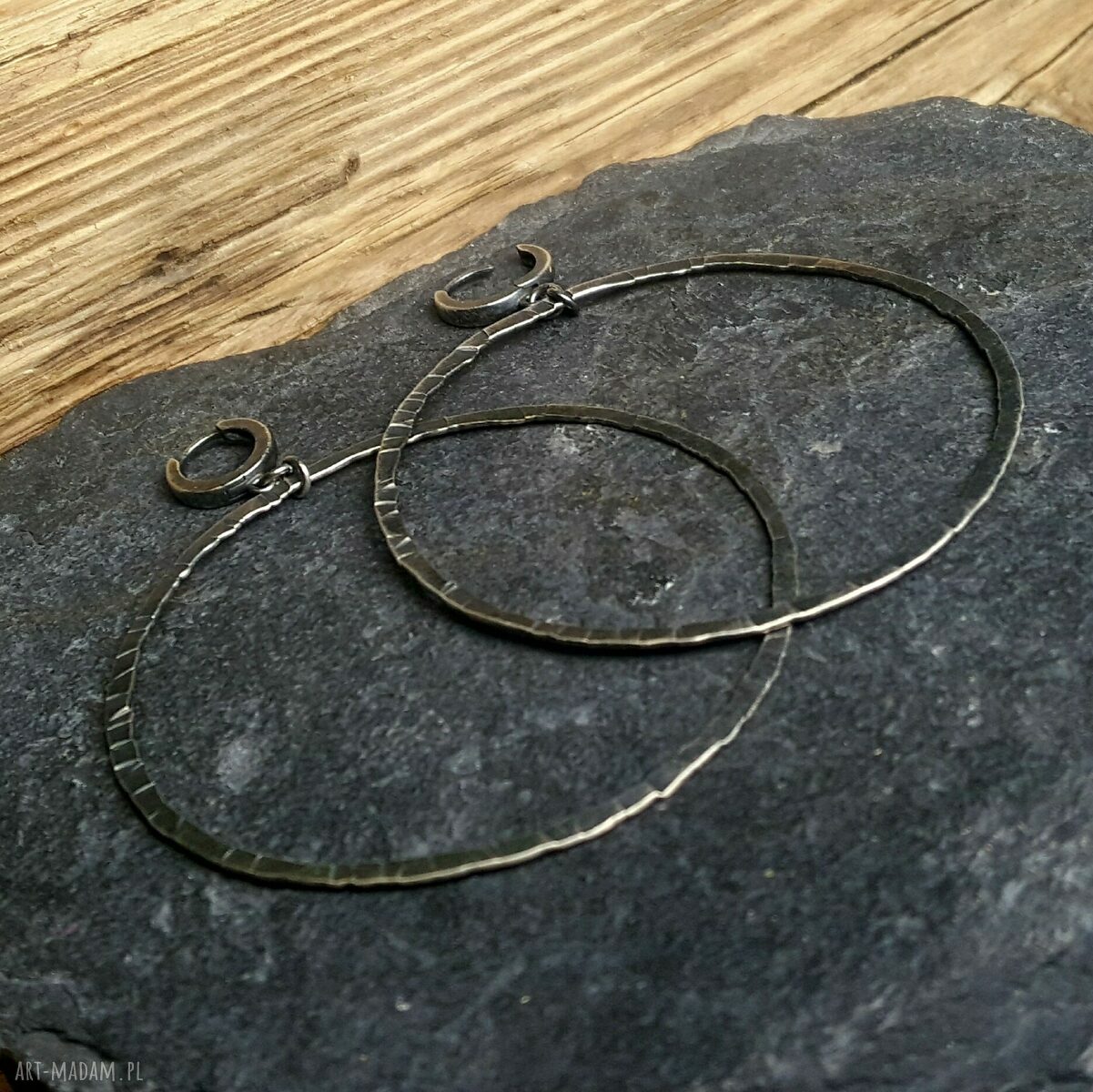 Kolczyki srebrne duże koła HandMade