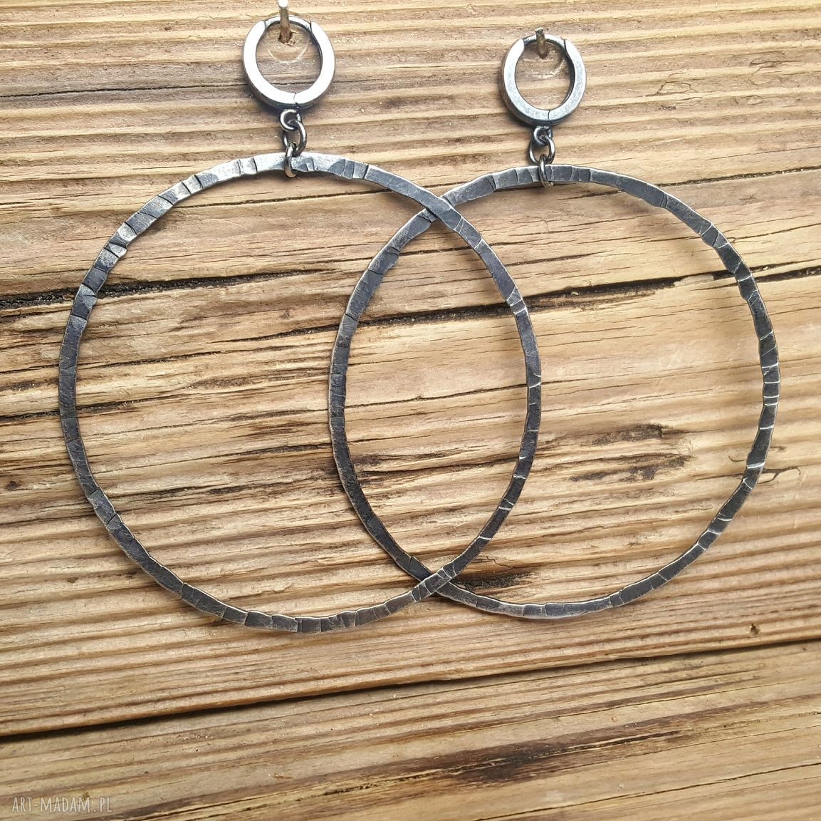 Kolczyki srebrne duże koła HandMade